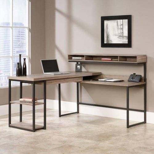 Soldotna Wooden L Shaped Laptop Desk In Salt Oak