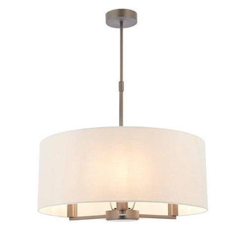 Daley Round White Shades Pendant Light In Dark Bronze