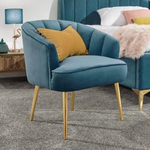 Pulford Velvet Upholstered Armchair In Teal