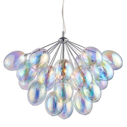 Infinity 6 Lights Iridescent Glass Pendant Light In Chrome