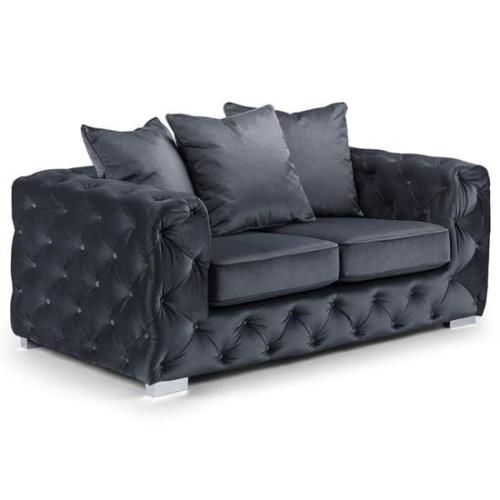 Ahern Plush Velvet 2 Seater Sofa In Slate