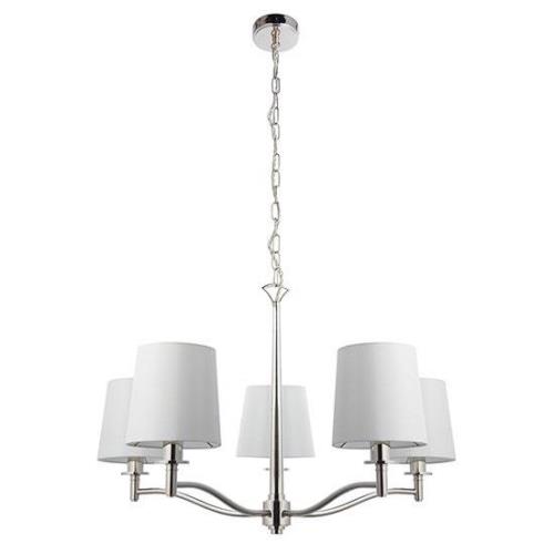 Ortona 5 Lights White Shades Pendant Light In Bright Nickel