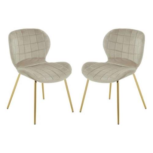 Warden Mink Velvet Dining Chairs With Gold Legs In A Pair