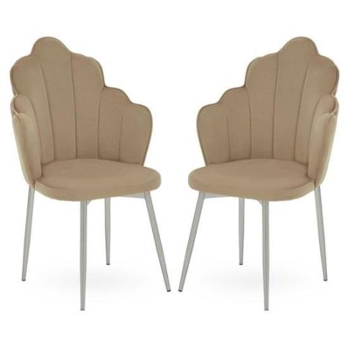 Tania Mink Velvet Dining Chairs With Chrome Legs In A Pair