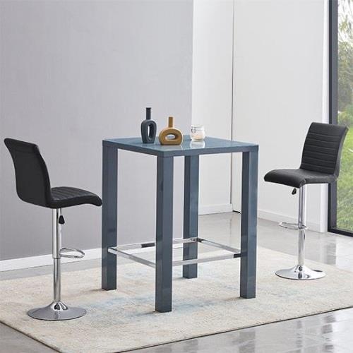 Jam Square Glass Grey Gloss Bar Table 2 Ripple Black Stools