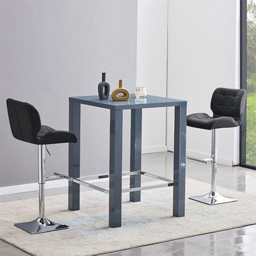 Jam Square Glass Grey Gloss Bar Table 2 Candid Black Stools