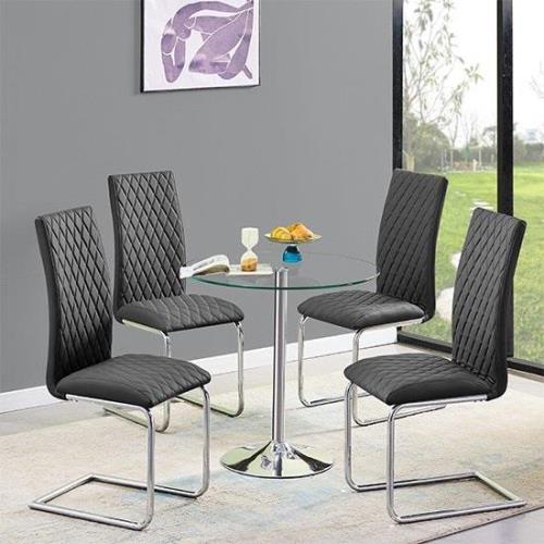 Dante Clear Glass Dining Table With 4 Ronn Black Chairs