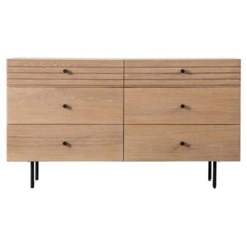 Okonma Wooden Chest Of 6 Drawers With Metal Legs In Oak