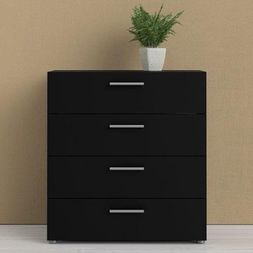 Perkin Wooden Chest Of 4 Drawers In Black