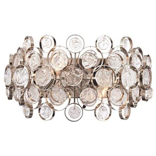 Marella 2 Lights Glass Medallions Wall Light In Bright Nickel