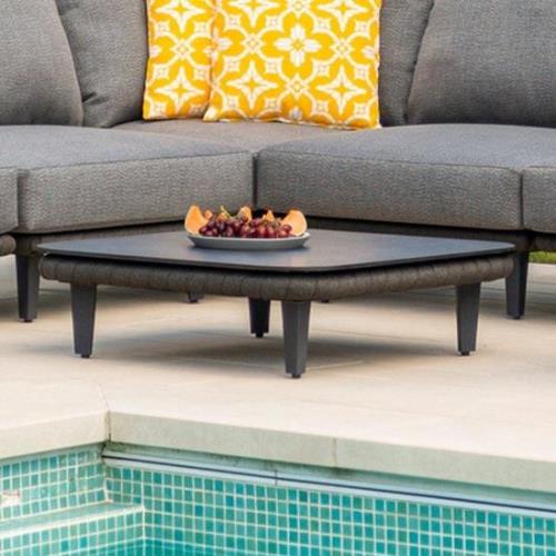 Crod Outdoor Wooden Coffee Table With Dark Grey Metal Legs