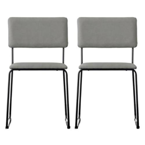 Chalk Light Grey Fabric Dining Chairs In A Pair