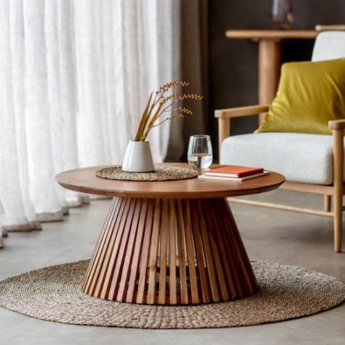 Brookline Round Wooden Coffee Table In Natural