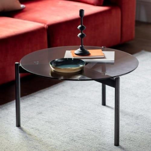 Moraine Clear Glass Side Table With Natural Wooden Base