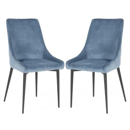 Payton Teal Velvet Dining Chairs With Metal Legs In Pair