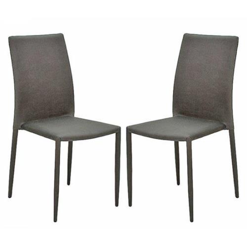 Enzi Dark Grey Fabric Dining Chairs In Pair