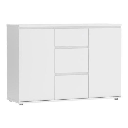 Naira Wooden Sideboard In White With 2 Doors 3 Drawers