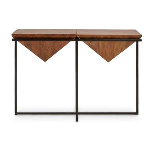 Serra Pyramid Shape Acacia Wood Console Table In Acacia