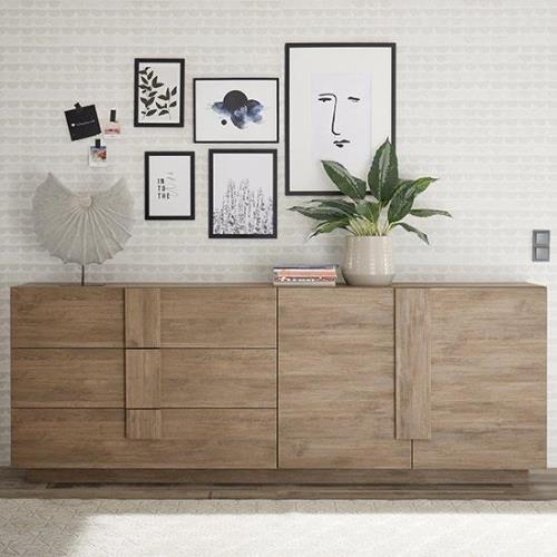 Jining Wooden Sideboard With 2 Doors 3 Drawers In Oak