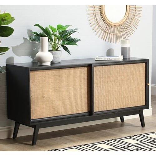 Mixco Wooden Sideboard With 2 Sliding Doors In Black