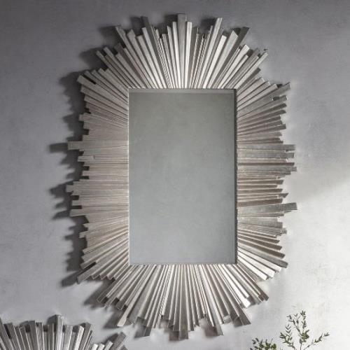 Hatfield Rectangular Starburst Design Wall Mirror In Silver