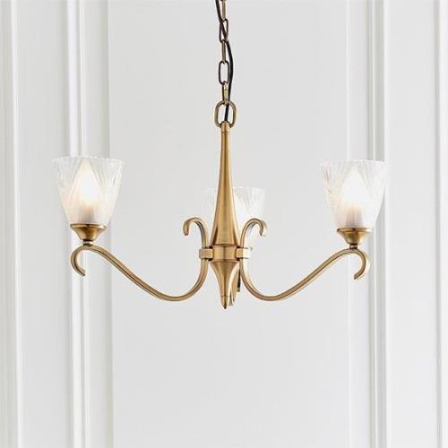 Cua 3 Lights Ceiling Pendant Light In Brass With Deco Glass