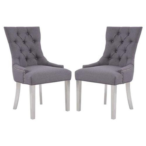 Mintaka Grey Velvet Dining Chairs With Sledge Legs In A Pair