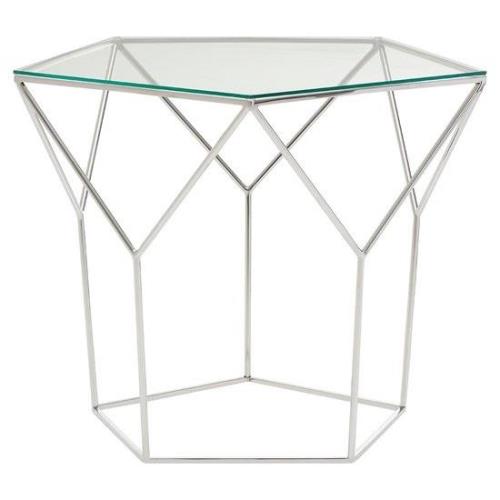 Shalom Pentagonal Clear Glass Top Coffee Table With Silver Frame