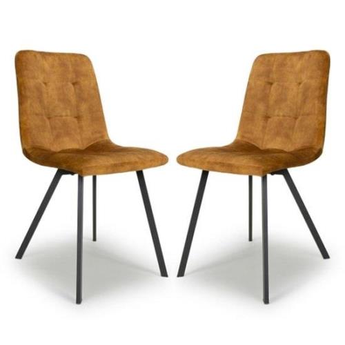 Cluj Bronze Velvet Dining Chairs With Black Legs In Pair