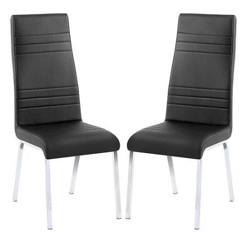 Dora Black Faux Leather Dining Chairs With Chrome Legs In Pair