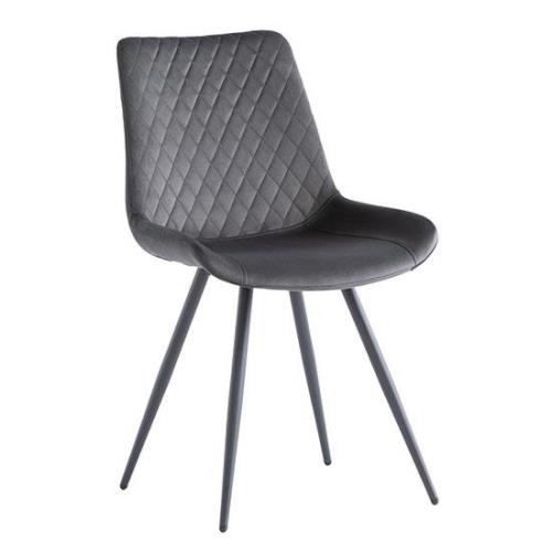 Maija Velvet Dining Chair In Graphite With Black Legs