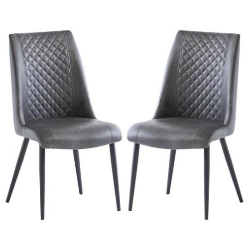 Adora Grey Faux Leather Dining Chairs In Pair