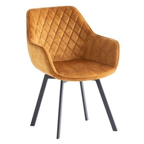 Viha Swivel Velvet Dining Chair In Antique Gold