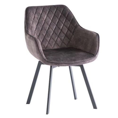 Viha Swivel Velvet Dining Chair In Graphite