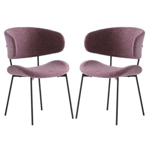 Wera Dusty Rose Fabric Dining Chairs With Black Legs In Pair