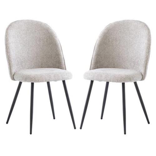 Raisa Silver Fabric Dining Chairs With Black Legs In Pair