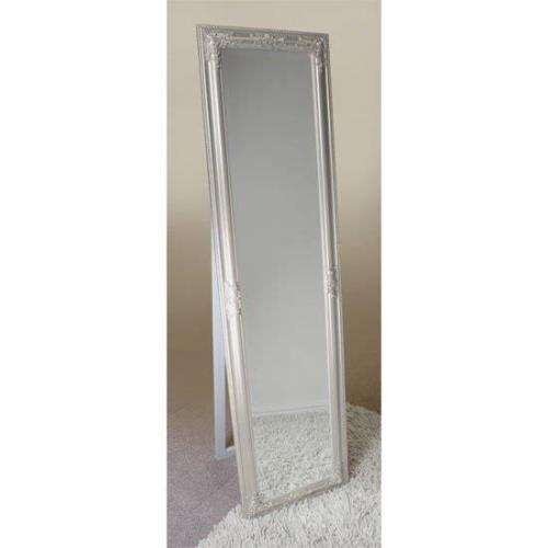 Rocco Cheval Silver Floral Frame Freestanding Mirror