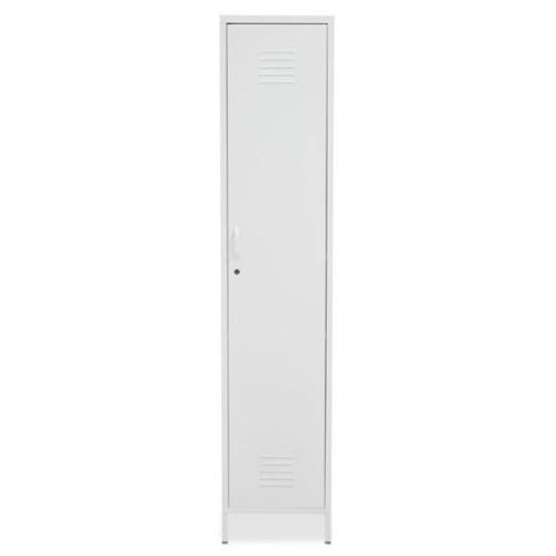 Rumi Tall Metal Locker Storage Cabinet With 1 Door In White