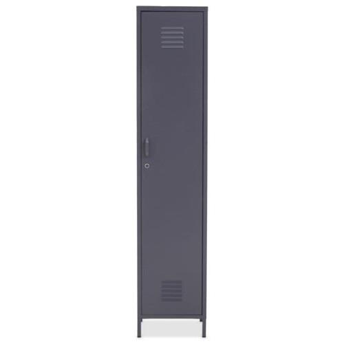 Rumi Tall Metal Locker Storage Cabinet With 1 Door In Grey