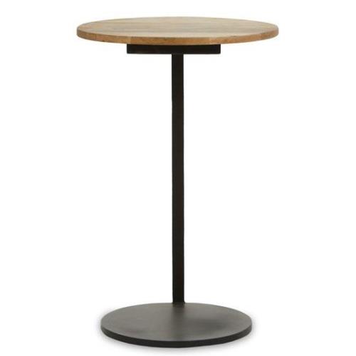 Cordue Natural Wooden Top Side Table With Black Metal Base