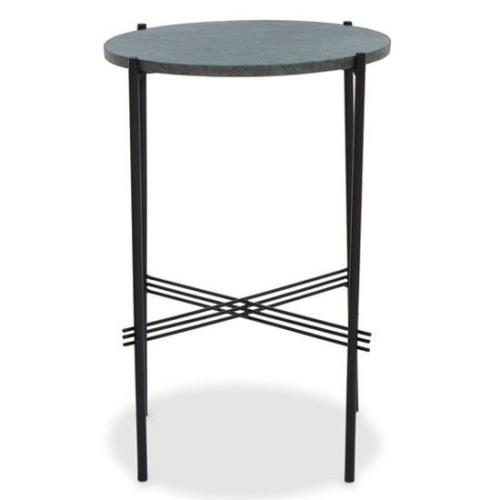 Mania Round Green Marble Top Side Table With Black Frame