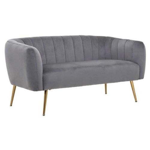 Larrisa Upholstered Velvet 2 Seater Sofa In Grey