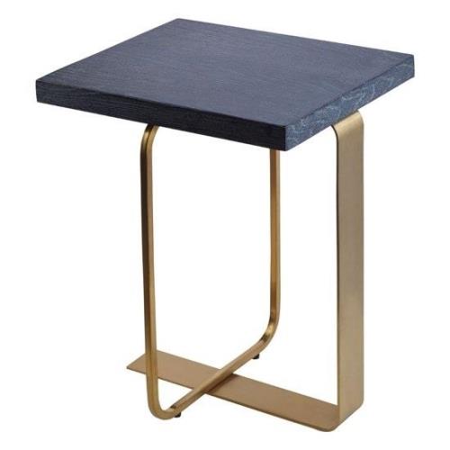 Lana Rectangular Wooden Side Table With Gold Steel Base