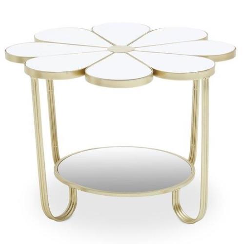 Judie White Petal Shape Side Table With Gold Frame