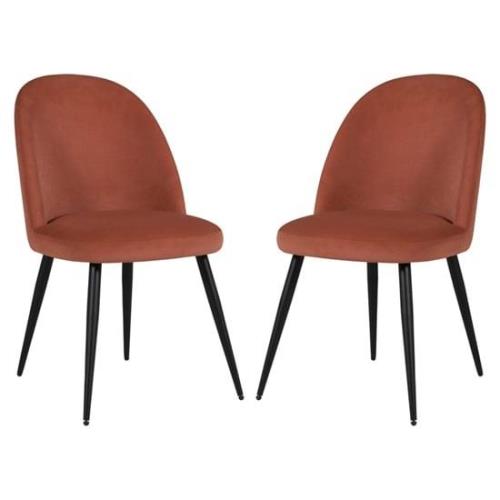 Gabbier  Velvet Dining Chairs With Black Legs In Pair