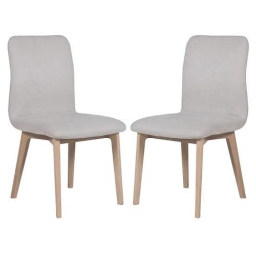 Marlon Natural Fabric Dining Chairs With Oak Legs In Pair