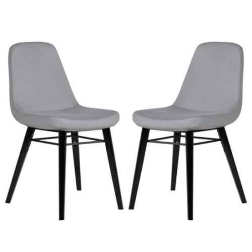 Jecca Grey Fabric Dining Chairs With Black Legs In Pair