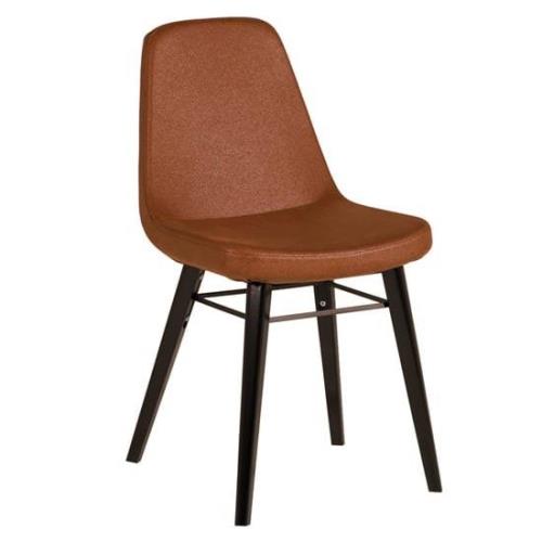 Jecca Fabric Dining Chair With Black Legs In Tawny