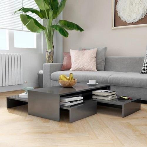 Urania High Gloss Nesting Coffee Table Set In Grey