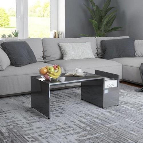 Blaga High Gloss Coffee Table With Side Storage In Grey